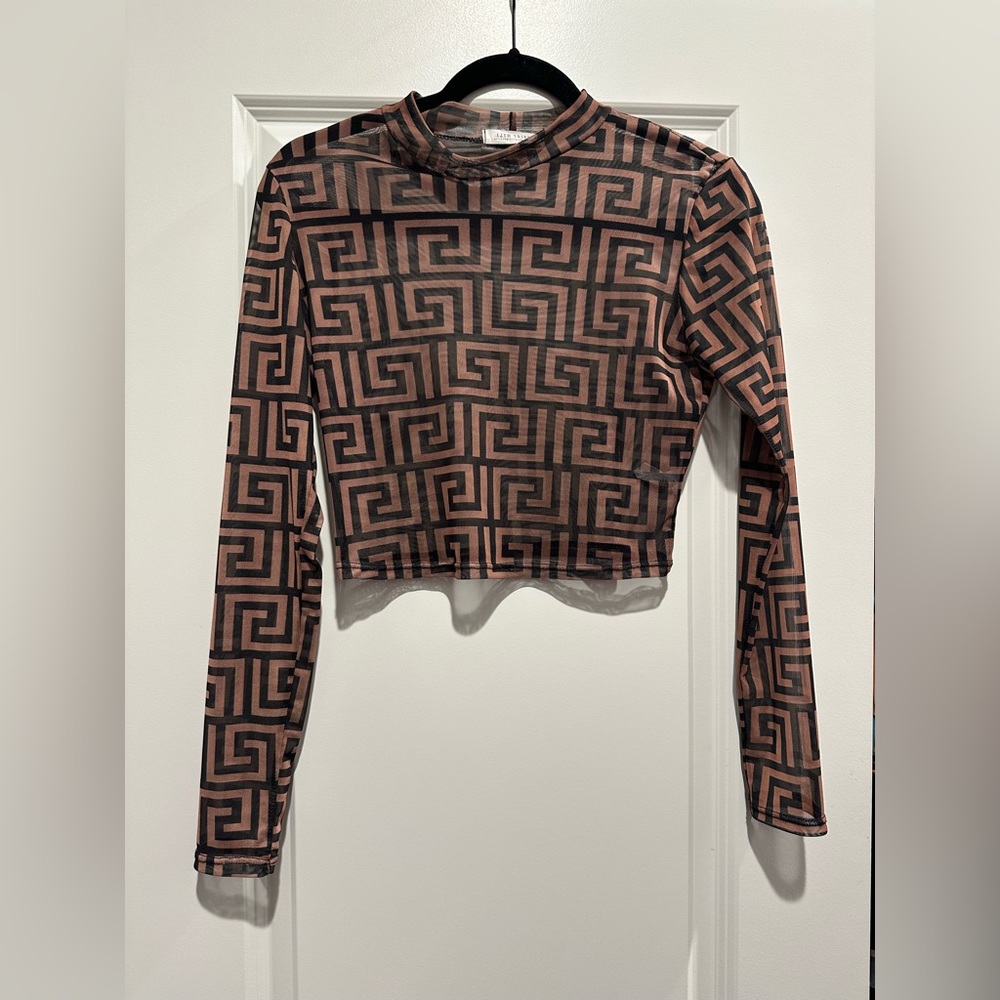 12th Tribe Mesh Cropped Long Sleeve Top